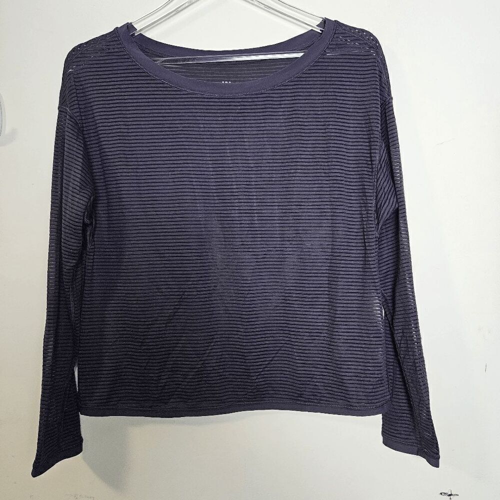 Lululemon Striped Sheer Long Sleeve Shirt Women's Purple Boysenberry Size Medium